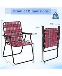 Costway 2PCS Folding Beach Chair Camping Lawn Webbing
