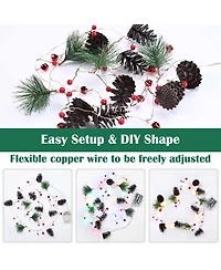 Yescom Christmas Garland with Lights,7.8Ft Battery Operated 20 Pcs Led String Lights with Pine Cone