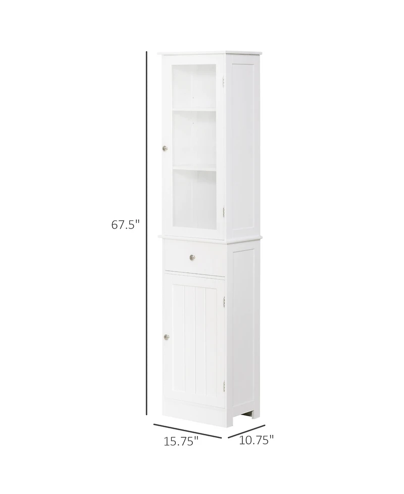 kleankin Bathroom Storage Cabinet with Acrylic Door, Drawer, and Shelves