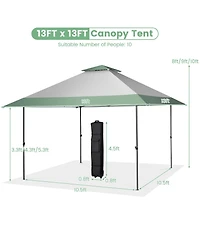 Slickblue 13 x 13 Feet Pop-Up Patio Canopy Tent with Shelter and Wheeled Bag-Grey