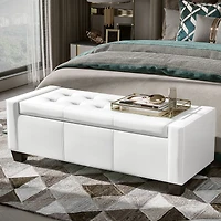 Homcom Home Modern Ottoman Storage Bench Seat Footrest Sofa Shoe Faux Leather