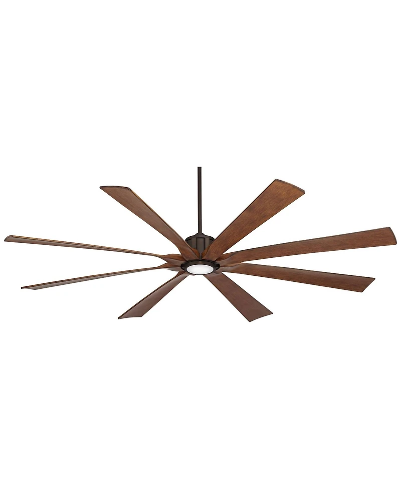 80" Possini Euro Design Defender Modern Indoor Outdoor Ceiling Fan with Dimmable Led Light Remote Oil Rubbed Bronze Koa Damp Rated for Patio Exte