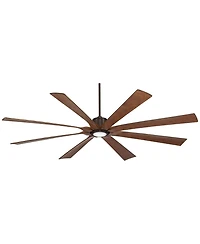 80" Possini Euro Design Defender Modern Indoor Outdoor Ceiling Fan with Dimmable Led Light Remote Oil Rubbed Bronze Koa Damp Rated for Patio Exte