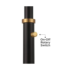 Possini Euro Design Quatro Mid Century Modern Tree Floor Lamp 71" Tall Black Gold Metal 4 Light Frosted Glass Cone Shade for Living Room Bedroom