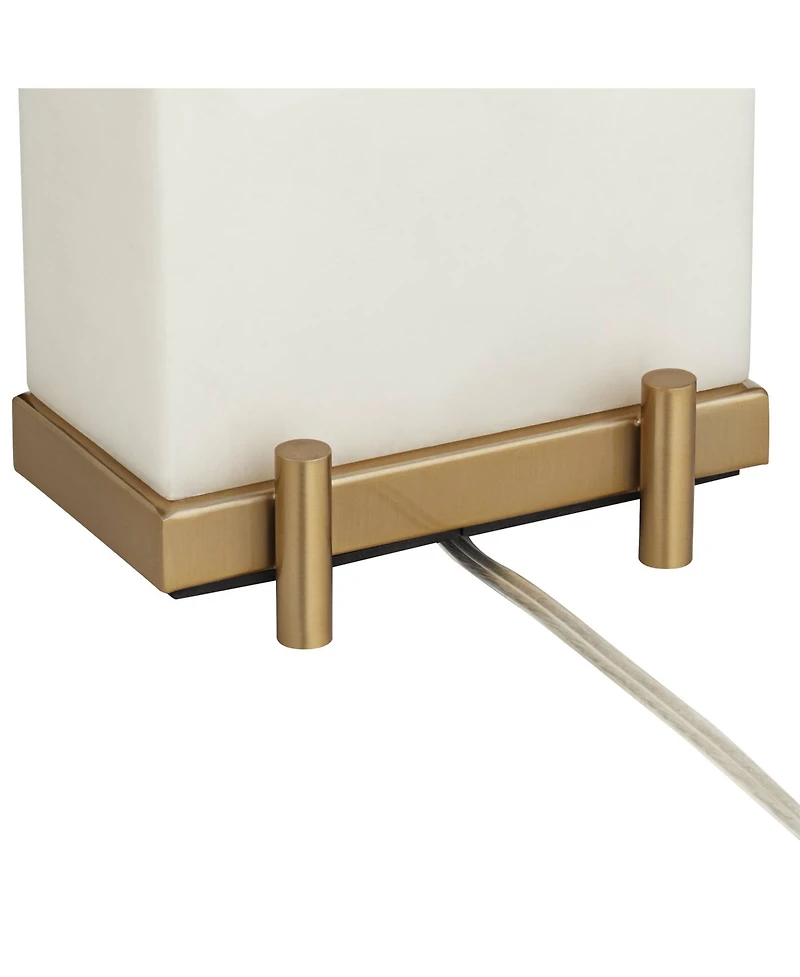 Possini Euro Design Jules Modern Table Lamp 30 1/2" Tall White Faux Marble Rectangular Double Shade for Bedroom Living Room Bedside Nightstand Of