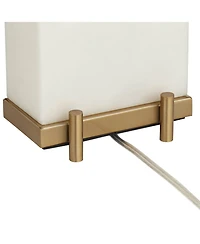 Possini Euro Design Jules Modern Table Lamp 30 1/2" Tall White Faux Marble Rectangular Double Shade for Bedroom Living Room Bedside Nightstand Of