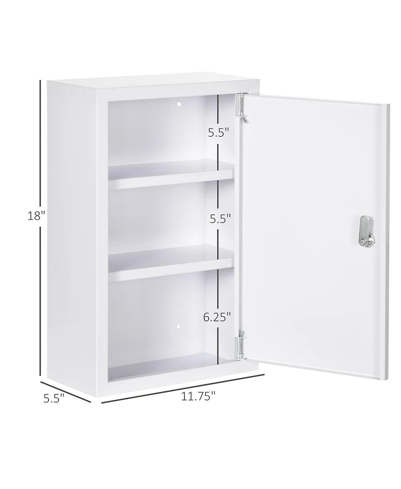 Kleankin Wall Medicine Cabinet with Lock, Lockable Wall Cabinet, White