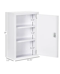Kleankin Wall Medicine Cabinet with Lock, Lockable Wall Cabinet, White