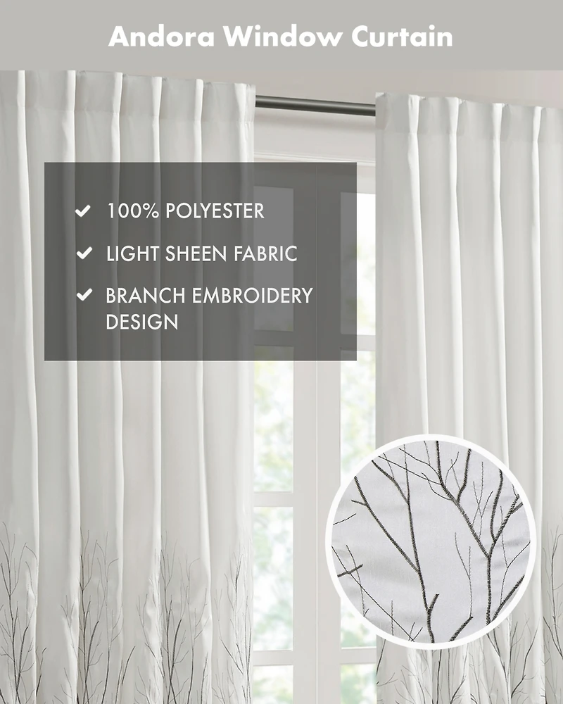 Madison Park Andora Botanical Embroidered Curtain Panel