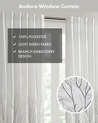 Madison Park Andora Botanical Embroidered Curtain Panel