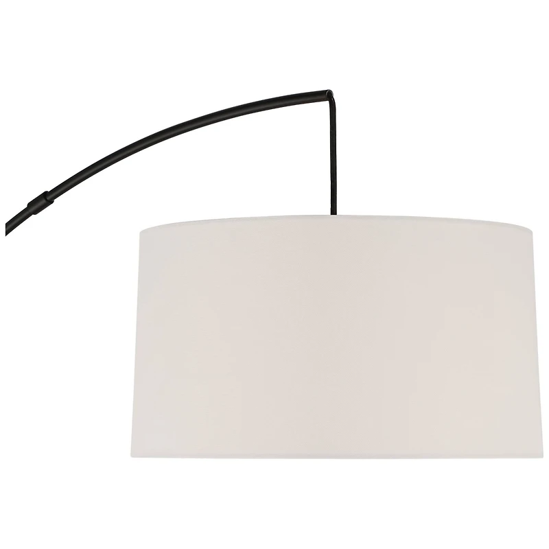 360 Lighting Cora Modern Arc Floor Lamp Standing 72" Tall Black Metal White Linen Drum Shade Decor for Living Room Reading Bedroom Office House H