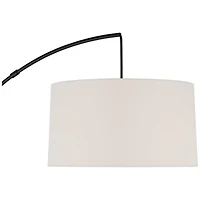 360 Lighting Cora Modern Arc Floor Lamp Standing 72" Tall Black Metal White Linen Drum Shade Decor for Living Room Reading Bedroom Office House H