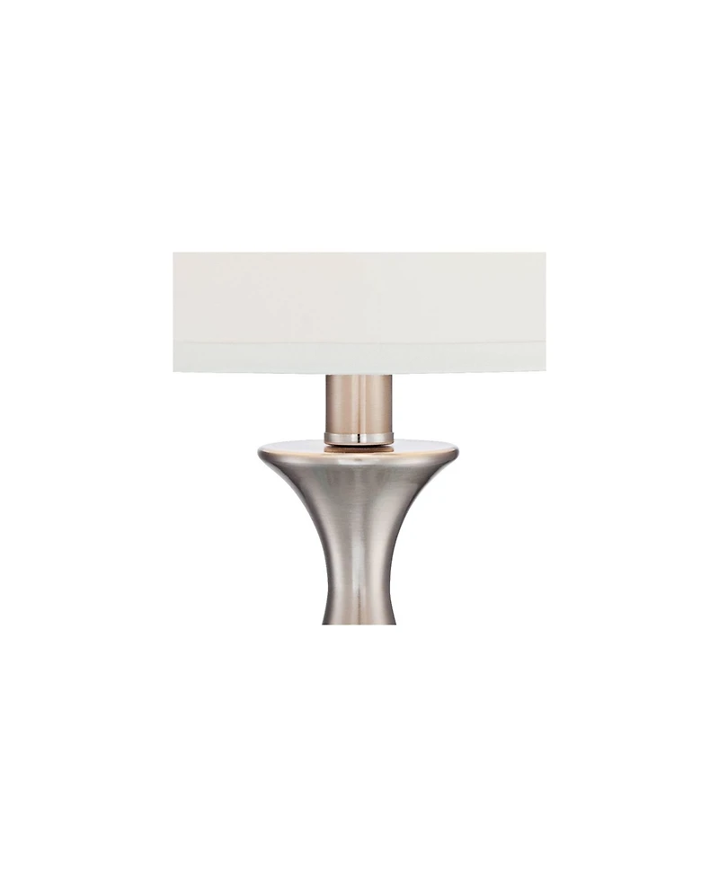 Reiner Modern Accent Table Lamp 23" High Brushed Nickel Blue Green Genie Glass Off White Drum Shade for Bedroom Living Room House Home Bedside Ni