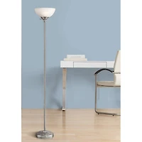360 Lighting Maddox Modern Torchiere Floor Lamp 71" Tall Satin Nickel Silver Metal Alabaster Glass Shade for Living Room Bedroom Office House Hom