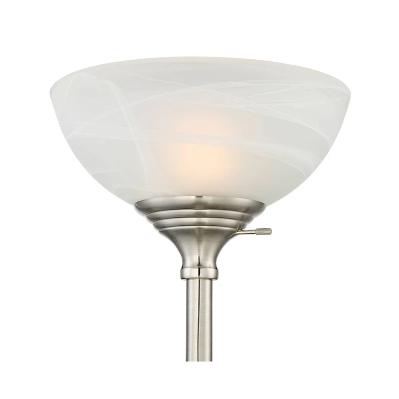 360 Lighting Ellery Modern Torchiere Floor Lamp with Side Lights 72" Tall Brushed Nickel Frosted White Glass Shade for Living Room Reading Bedroo