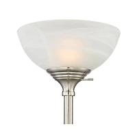 360 Lighting Ellery Modern Torchiere Floor Lamp with Side Lights 72" Tall Brushed Nickel Frosted White Glass Shade for Living Room Reading Bedroo