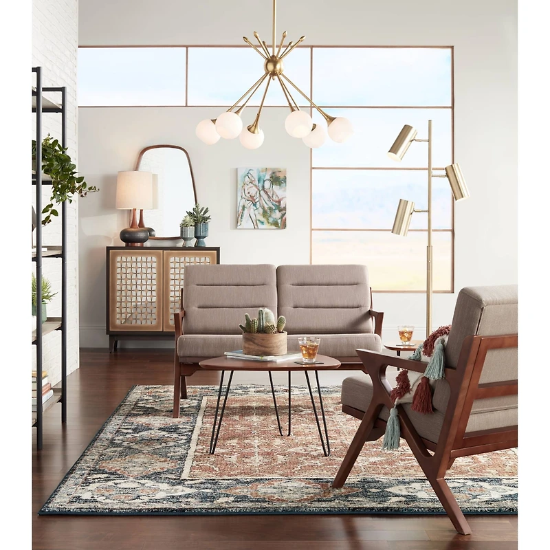 360 Lighting Andi Mid Century Modern Table Lamp 24.5" High Hammered Bronze Ceramic Wood Off White Tall Drum Shade for Living Room Bedroom House Bedsid