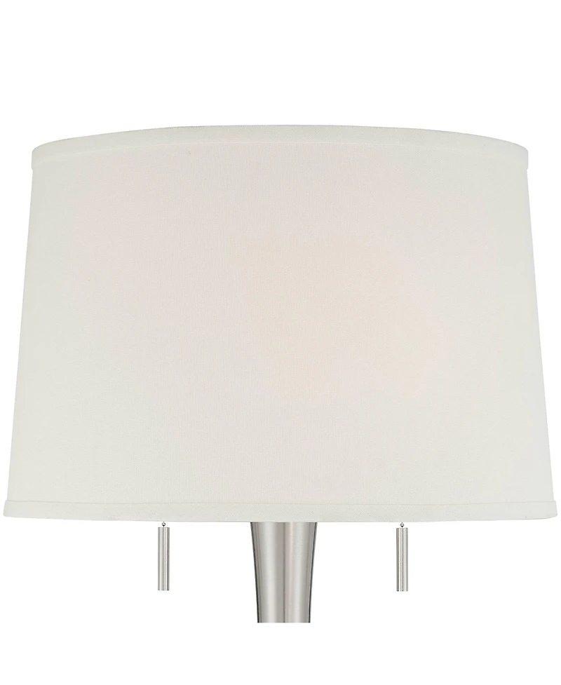 360 Lighting Karl Modern Floor Lamp Standing 63 3/4" Tall Brushed Nickel Metal White Tapered Drum Shade for Living Room House Bedroom Office Fami