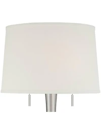 360 Lighting Karl Modern Floor Lamp Standing 63 3/4" Tall Brushed Nickel Metal White Tapered Drum Shade for Living Room House Bedroom Office Fami