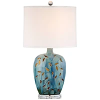 360 Lighting Devan Modern Table Lamp 24 1/2" High Blue Ceramic with Table Top Dimmer Led Nightligh White Shade for Bedroom Living Room Nightstand