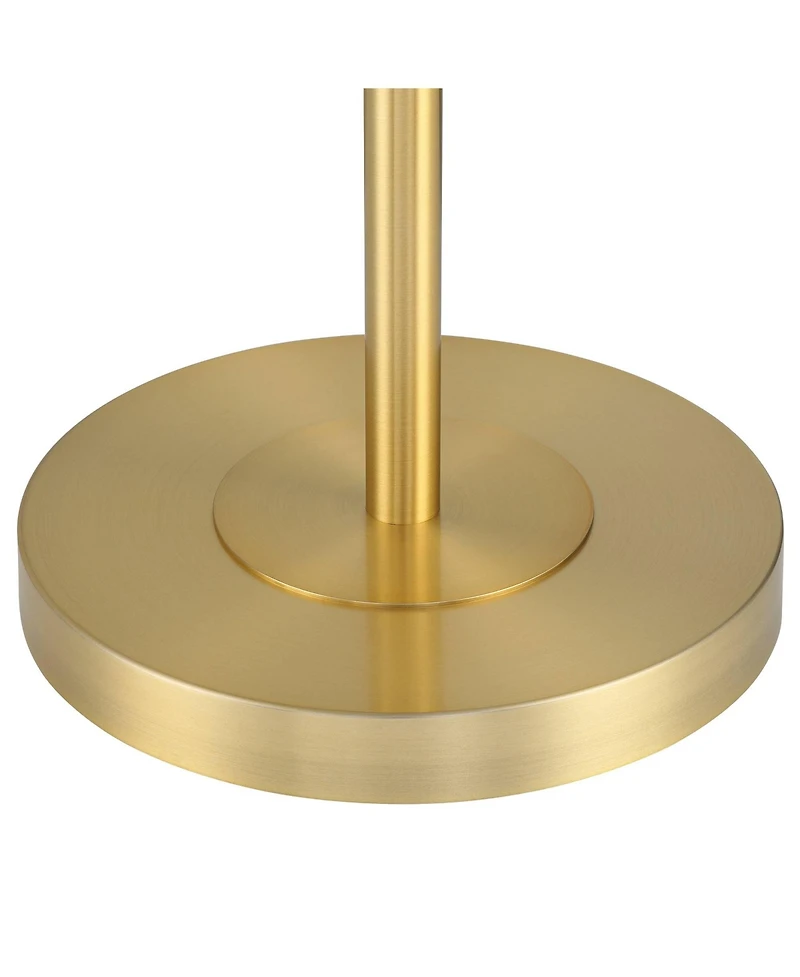 360 Lighting Modern Downbridge Floor Lamp 61 1/2" Tall Warm Gold Metal Off-White Linen Drum Shade for Living Room Reading Bedroom