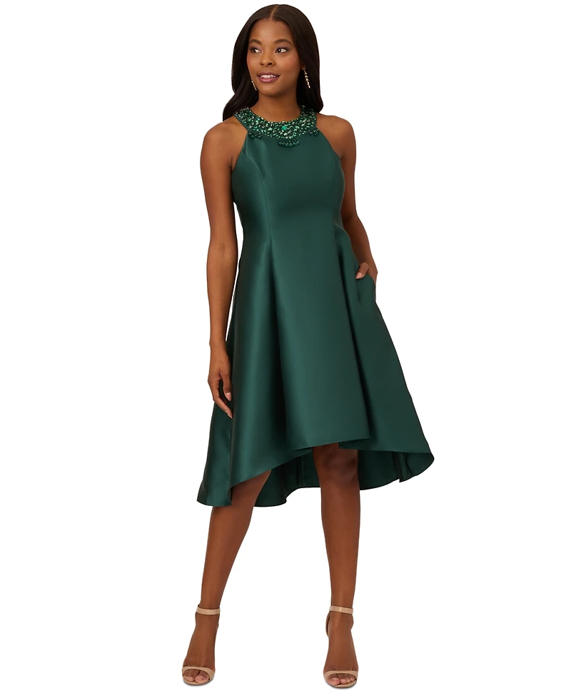 Adrianna Papell Rhinestone High-Low Dress