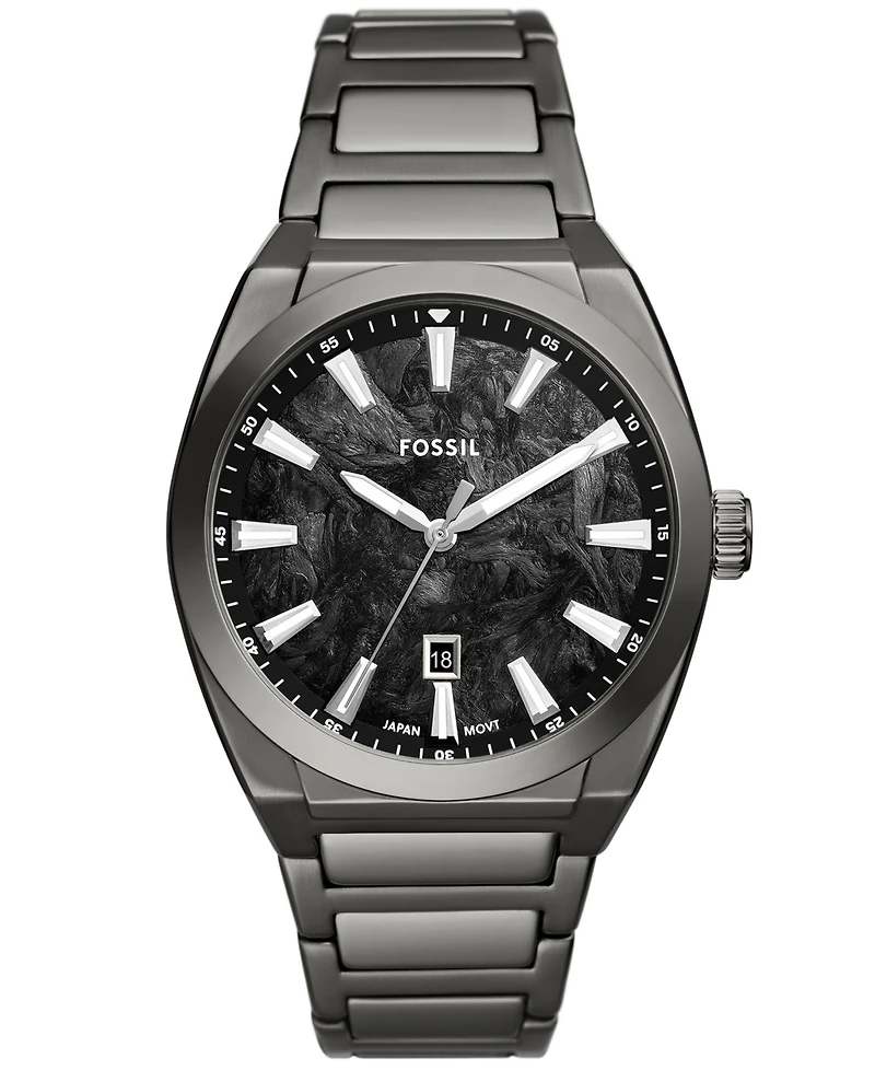 Fossil Men's Everett Three-Hand Date Gunmetal Stainless Steel Watch 42mm