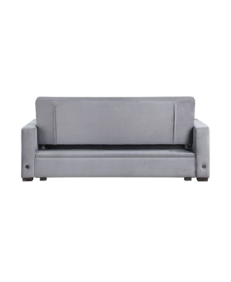 Homelegance White Label Gainesville 84" Convertible Sofa with Hidden Storage, Cup Holders and Usb charging ports