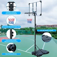 Streamdale Furniture Adjustable Height Portable Basketball Hoop with Water-Fillable Base