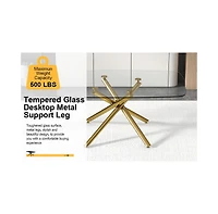 Modern Glass and Metal Dining Table for 4-8 People