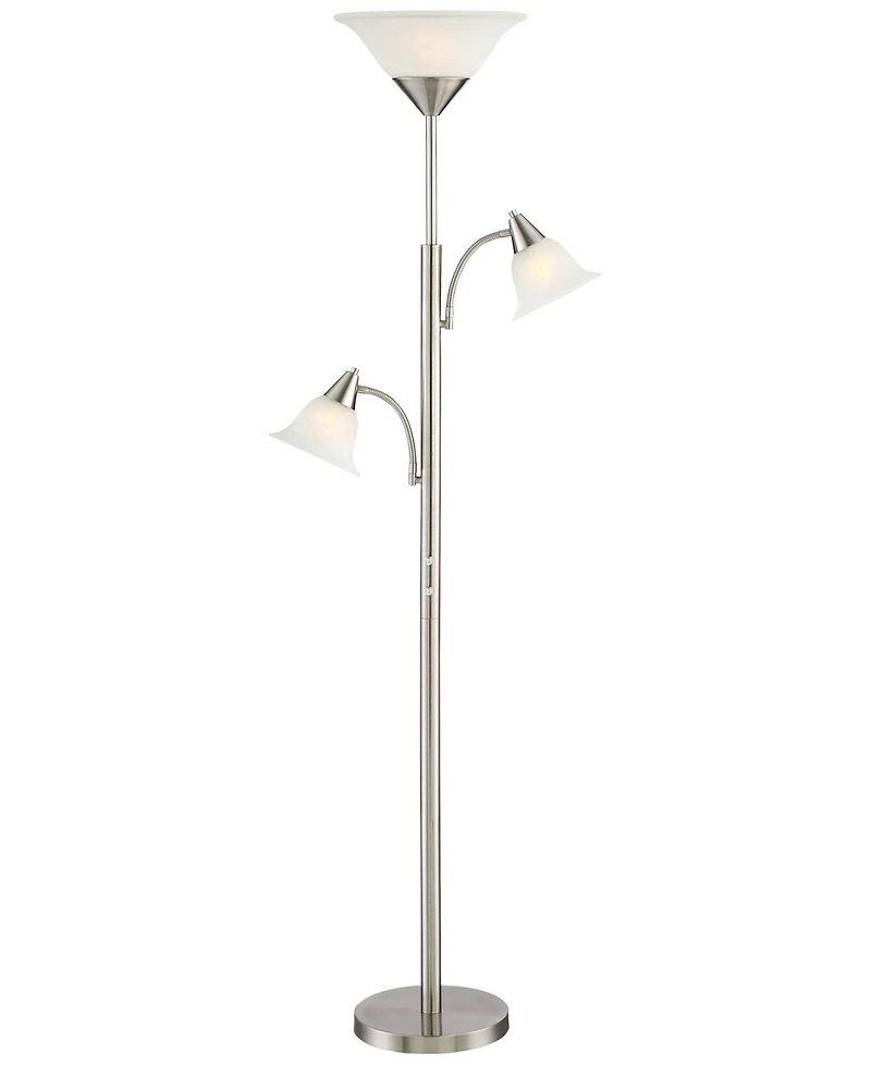 360 Lighting Jordan Modern Torchiere Floor Lamp with Side Lights 71 1/2" Tall Brushed Nickel Alabaster Glass Shade for Living Room Reading Bedroo