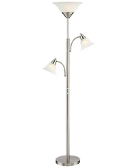 360 Lighting Jordan Modern Torchiere Floor Lamp with Side Lights 71 1/2" Tall Brushed Nickel Alabaster Glass Shade for Living Room Reading Bedroo