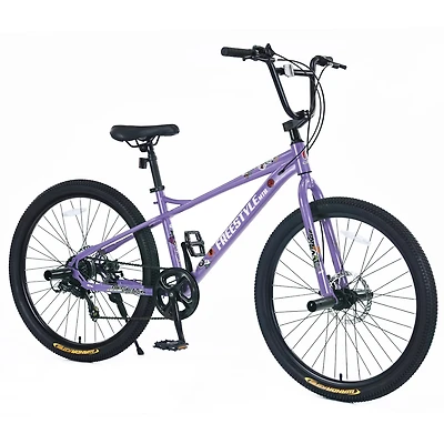 Streamdale Freestyle Mtb Bike, 26", Purple, 7-Speed Shimano, Double Disc