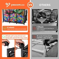 Yescom 48"x30"x34" Mesh Pool Storage Bin Rolling Cart Swim Toys Organizer Black