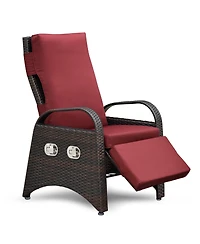 Streamdale Furniture Adjustable Outdoor Rattan Recliner with Hidden Table