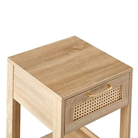 Streamdale Natural Rattan End Table with Drawer