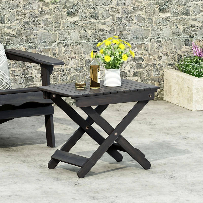 Streamdale Outdoor Folding Wooden Side Table, Dark Gray, 15"D x 22.75"W x 18.25"H