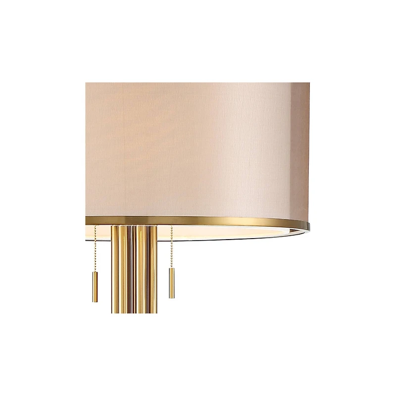 Possini Euro Design Granview Modern Floor Lamp 70 1/2" Tall Brass Metal Sheer Organza Outer Linen Inner Drum Shade for Living Room Bedroom Office
