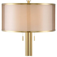 Possini Euro Design Granview Modern Floor Lamp 70 1/2" Tall Brass Metal Sheer Organza Outer Linen Inner Drum Shade for Living Room Bedroom Office