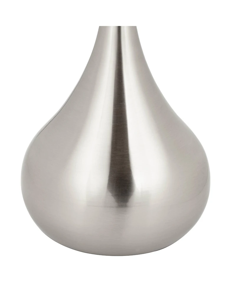 Possini Euro Design Mid Century Modern Floor Lamp 62" Tall Brushed Steel Droplet Cotton Cylinder Shade for Living Room Bedroom Office