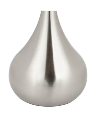 Possini Euro Design Mid Century Modern Floor Lamp 62" Tall Brushed Steel Droplet Cotton Cylinder Shade for Living Room Bedroom Office