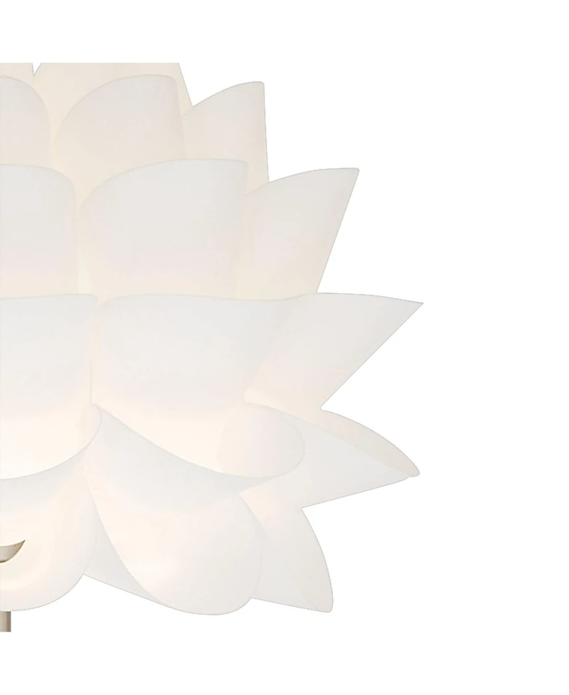 Possini Euro Design Modern Floor Lamp 63" Tall Brushed Steel White Orb Petal Flower Shade Dimmable for Living Room Reading Bedroom Office