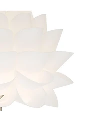 Possini Euro Design Modern Floor Lamp 63" Tall Brushed Steel White Orb Petal Flower Shade Dimmable for Living Room Reading Bedroom Office