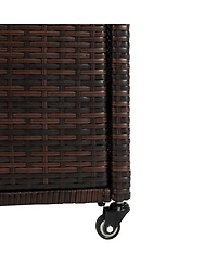 Streamdale Furniture Outdoor Wicker Bar Cart with Wheels and Glass Tabletop