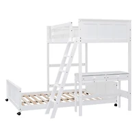 Simplie Fun Twin Over Full Bunk Bed With Desk, White