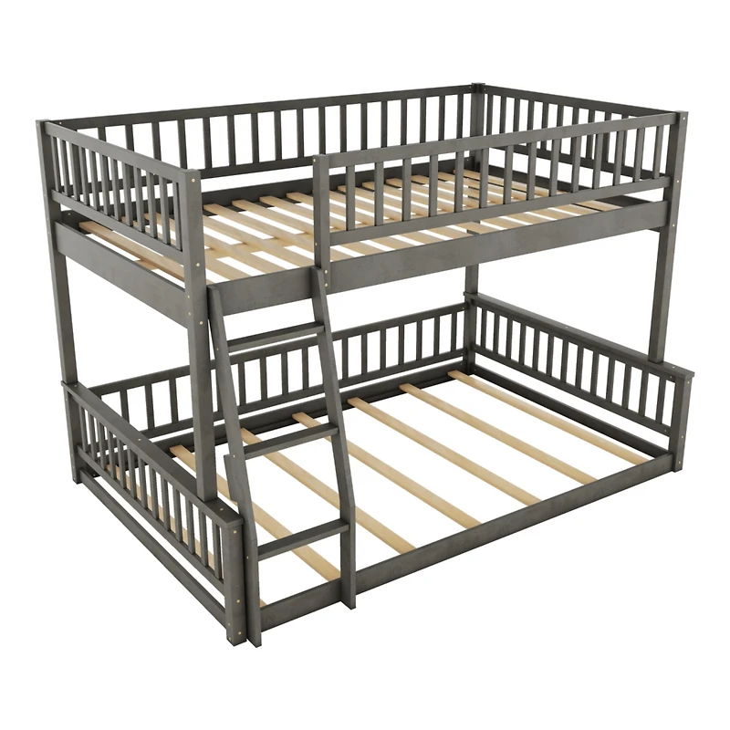 Streamdale Full Xl over Queen Bunk Bed with Ladder and Guardrails, Walnut