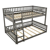 Streamdale Full Xl over Queen Bunk Bed with Ladder and Guardrails, Walnut
