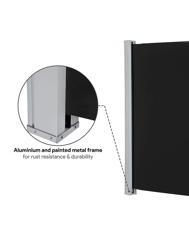 120x63 In Retractable Side Awning Outdoor Water Repellent Screen Privacy Divider