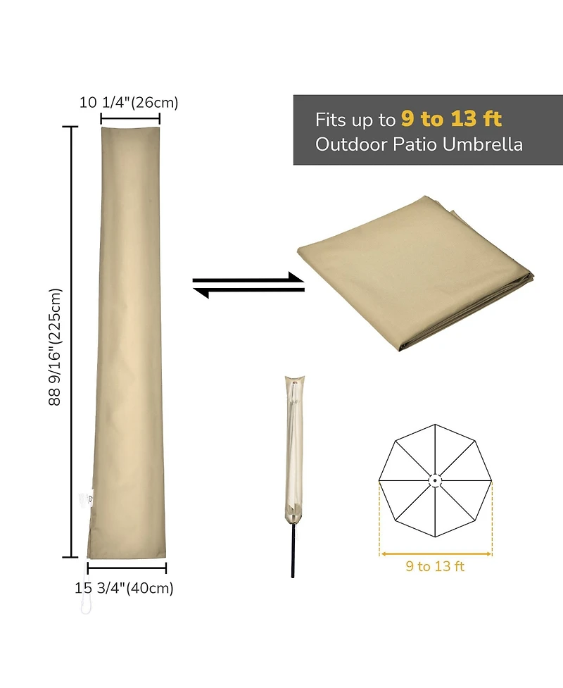 Yescom Outdoor Patio Umbrella Protective Cover Bag Polyester Uv Resistance 9 to 13 Ft