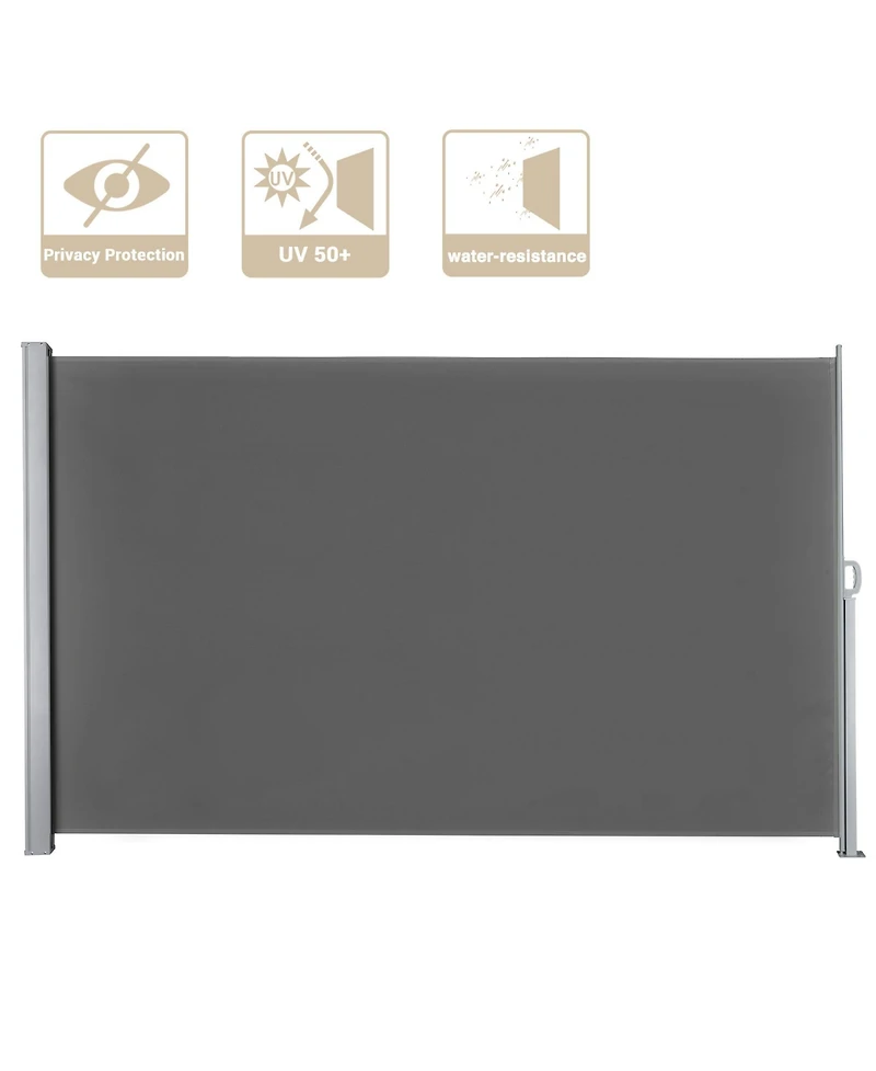 119x71 In Outdoor Retractable Side Awning Folding Privacy Screen Divider Garden